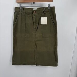 Sundance Skirt Womens 32 Olive Green Pockets Micro Corduroy Casual Midi New